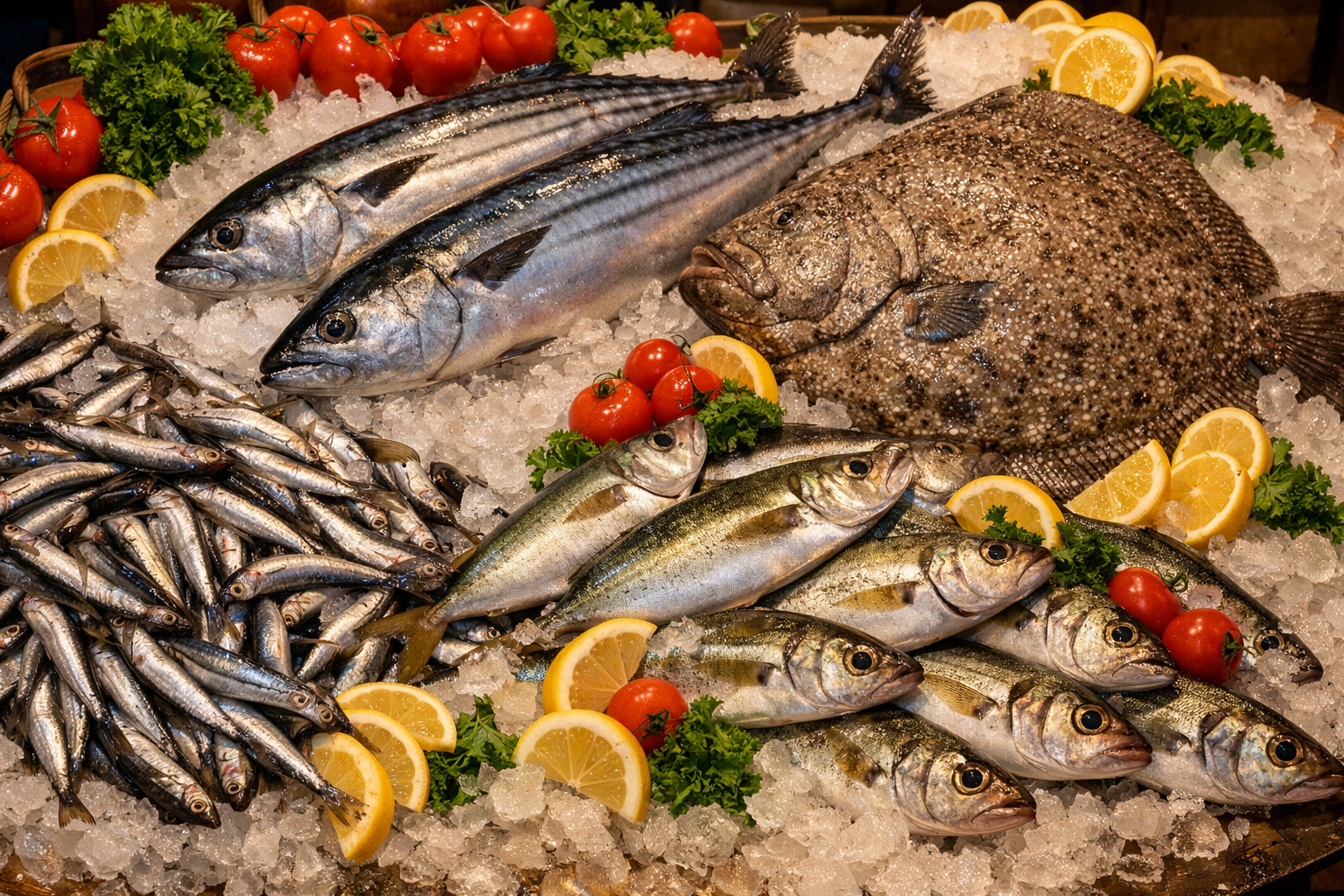 Tezgahta çeşit çeşit Karadeniz balıkları